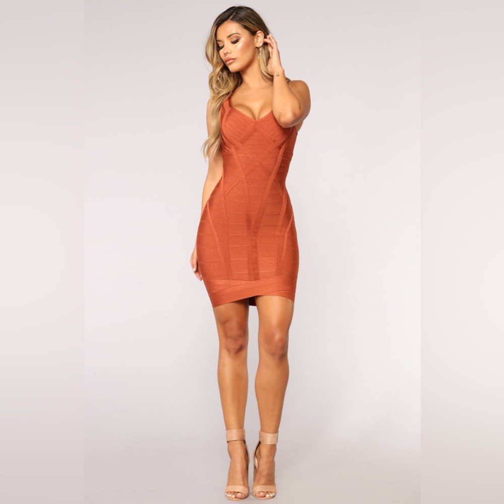 Fashion Nova - Show Me What You Want Bandage Dress - Rust - Sz: Medium